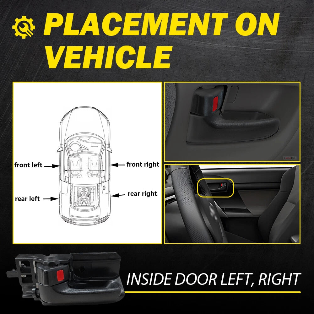 Door Handle Set of 4 For 2003-2008 Toyota Corolla Front Rear Black Plastic EOA 6B93BC-57