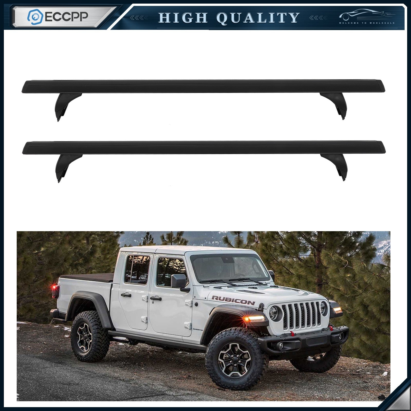 2Pcs For Jeep Gladiator 2020-2023 Roof Rack Cross Bar Crossbar Black 6B93BC-57