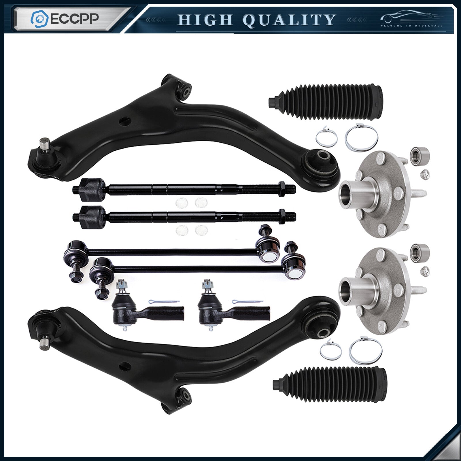 Front Wheel Bearings Hub Tie Rod Control Arm Ball Joint Fits 05-09 Ford Escape 6B93BC-57