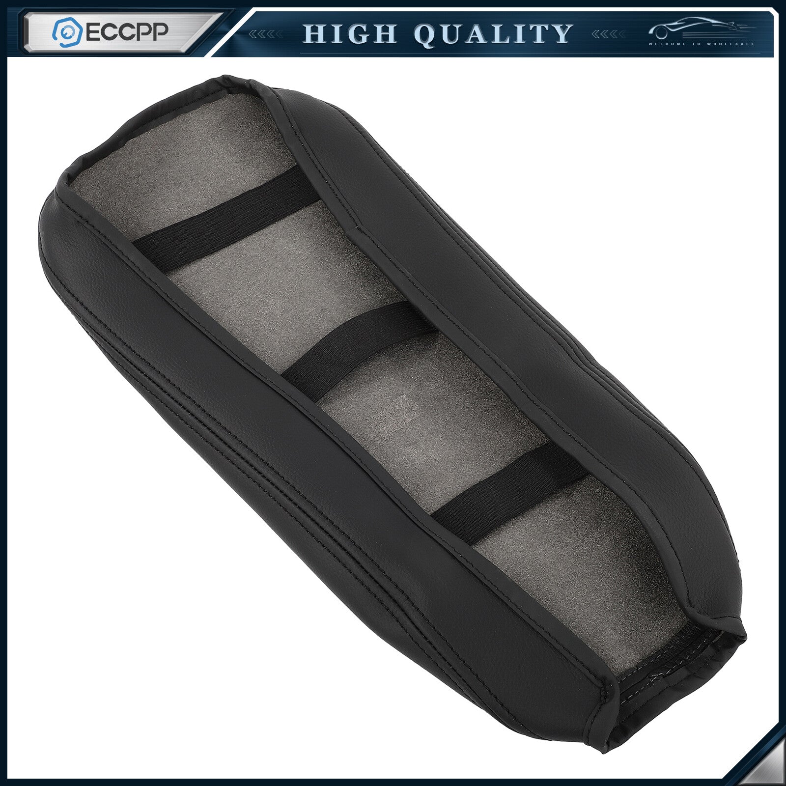 Black PU Leather Center Console Armrest Cover For Toyota RAV4 2.5L 2019-2023 6B93BC-57