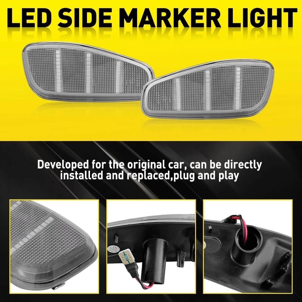 2x Amber LED Side Marker Lights Fender Lamps Clear For 2015-2023 Jeep Renegade A 6B93BC-57