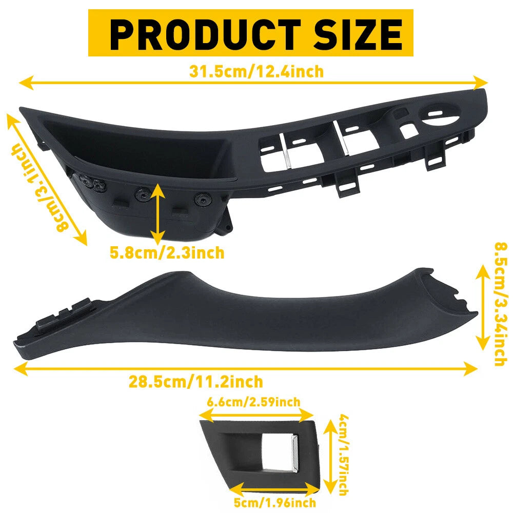 Black For 10-16 BMW 5 Series F10 F11 Inner Door Panel Handle Pull Trim Cover EOA 6B93BC-57