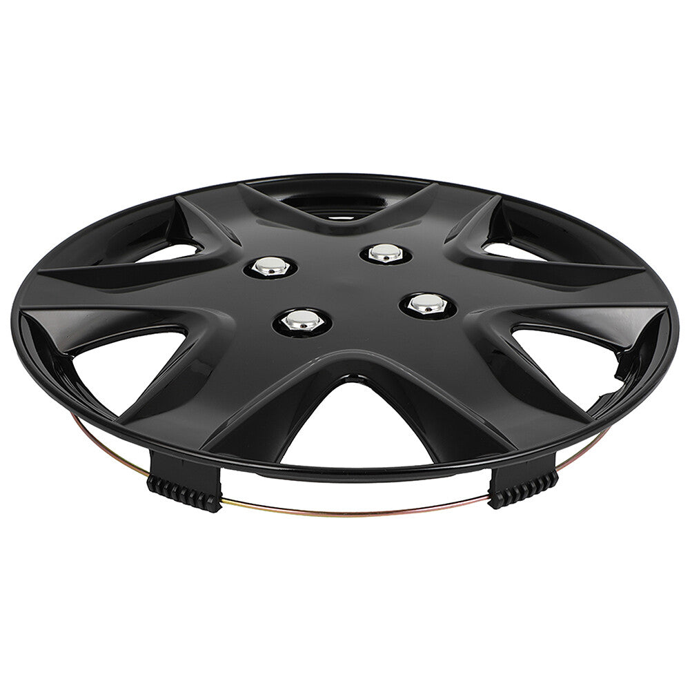 ECCPP 4X Wheel Hub Caps Covers Snap On Black Rim Covers For R15 Tire 4 Lug Wheel ECCPP