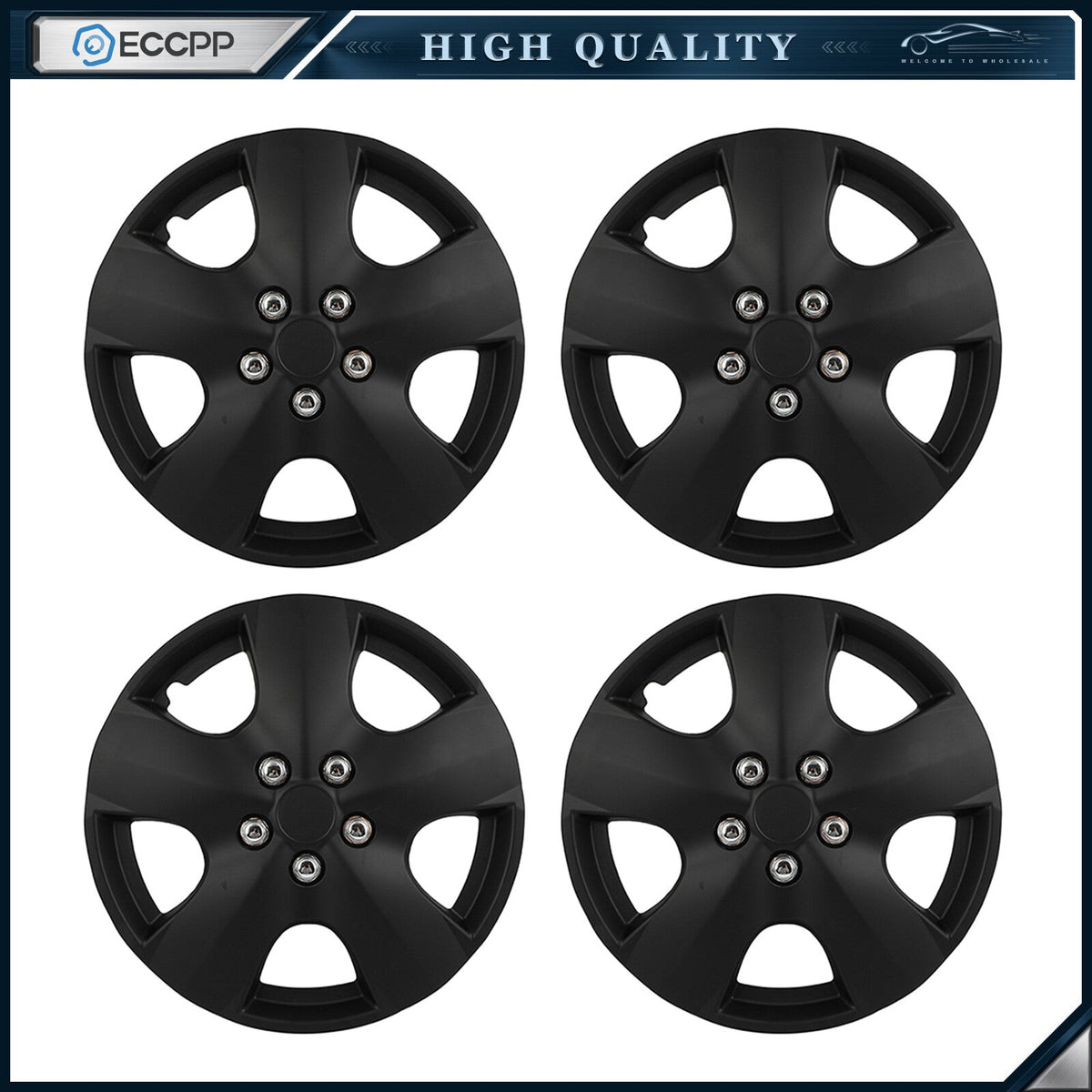 ECCPP 4X 15" Universal Hub Caps Wheel Cover Kit Snap On For R15 Tire 5 Lug Wheel 6B93BC-57