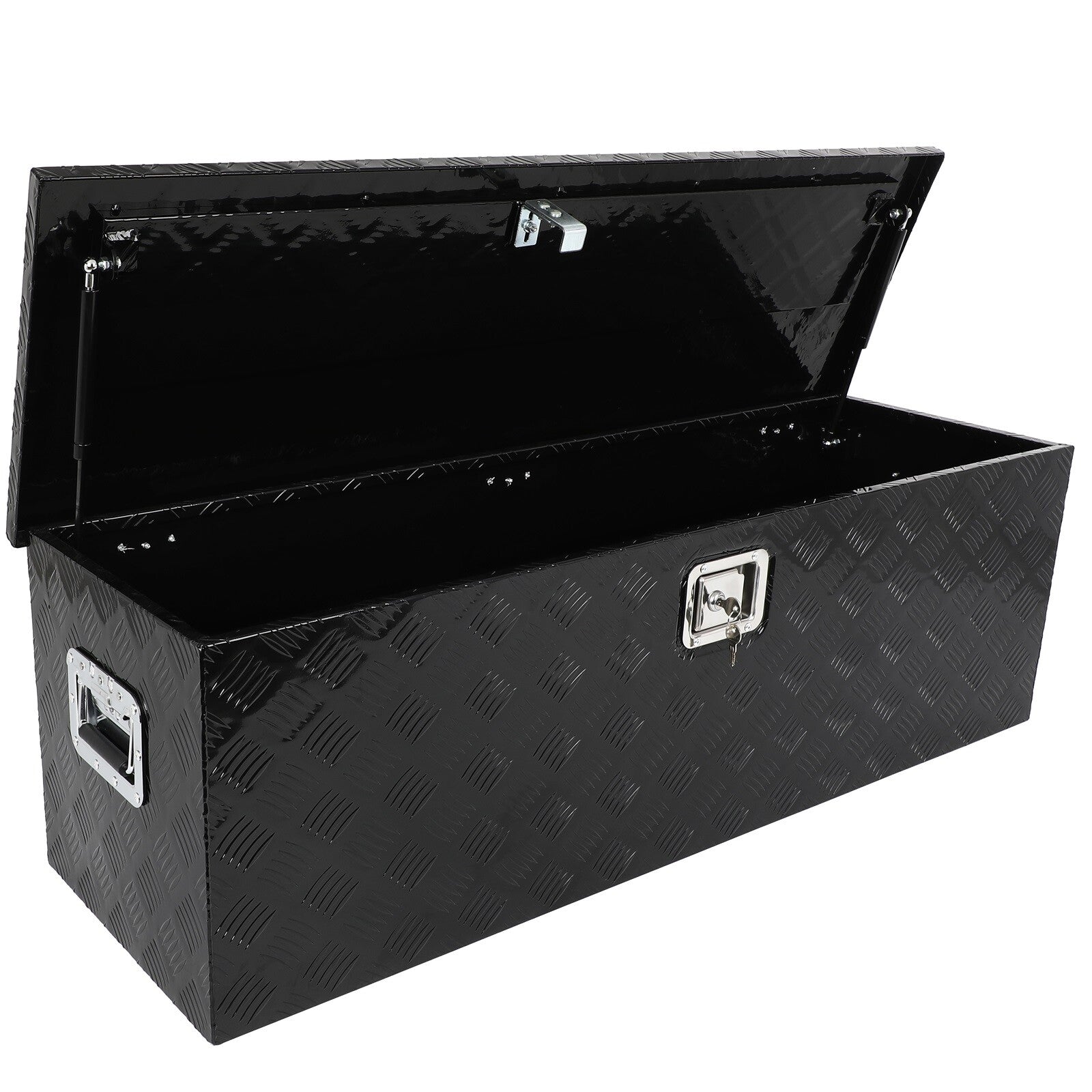 48"X15"X15" BLACK ALUMINUM PICKUP TRUCK TRUNK BED TOOL BOX TRAILER STORAGE+LOCK 6B93BC-57