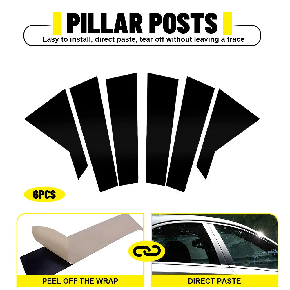 Fit For KIA Forte K3 2019-2024 Gloss Black Pillar Posts 6 pcs Window Door Trim A 6B93BC-57