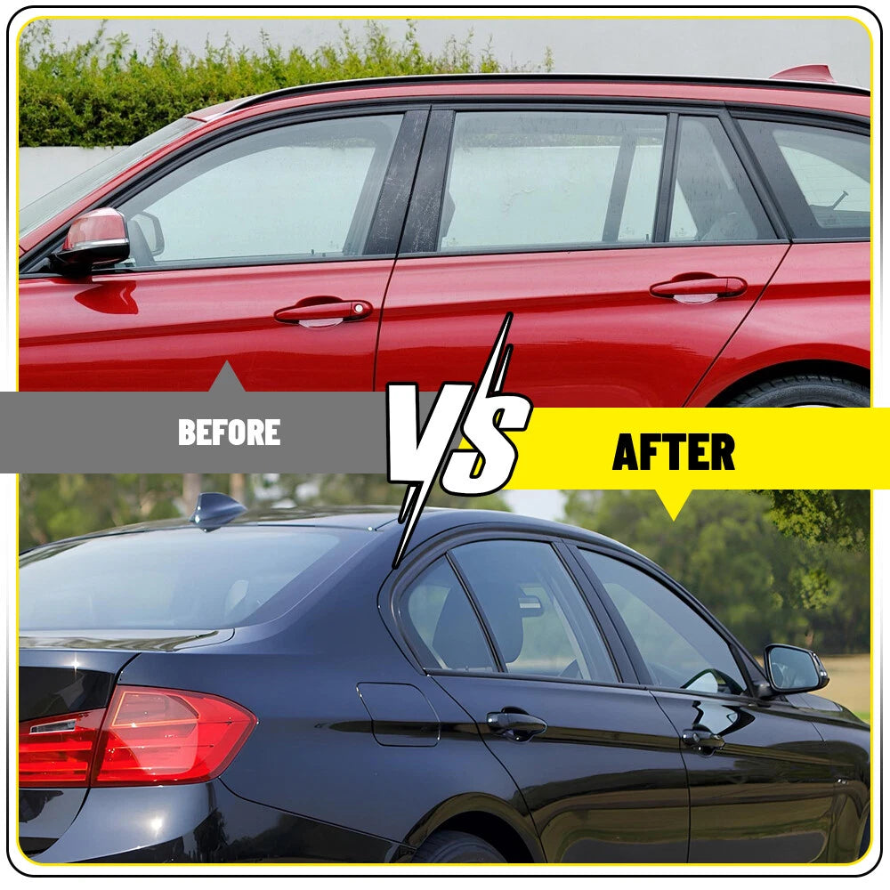 For BMW E46 4-door sedan/saloon 1998-2005 Black Pillar Posts Window Trim Cover A 6B93BC-57
