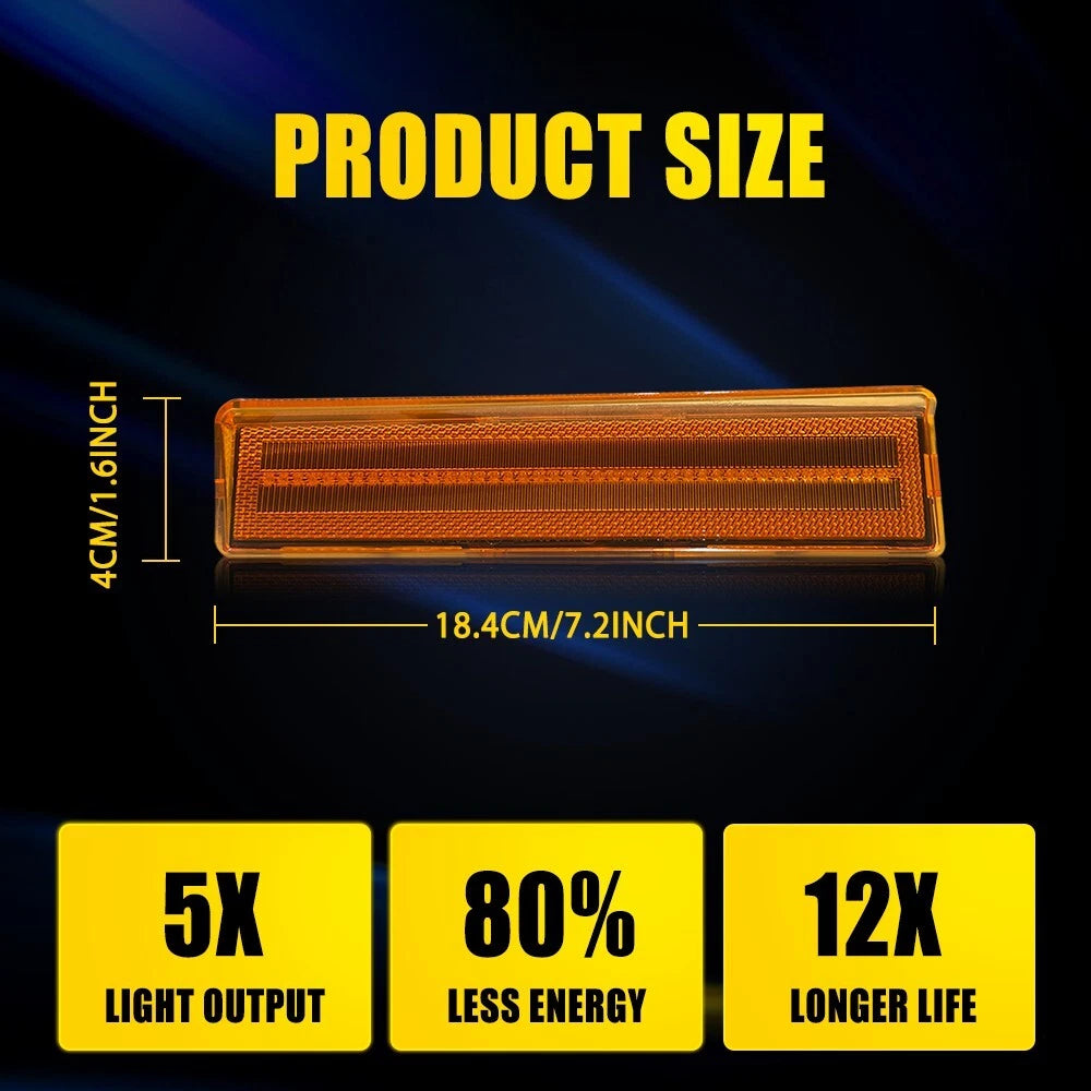 For 1980-86 Ford BRONCO F150 F250 F350 Front Side Amber Fender LED Marker Lights 6B93BC-57