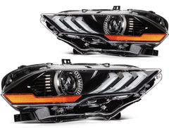 ECCPP LED Headlights Assembly For Ford Mustang 2018-2020 Pair Kit Black Amber 6B93BC-57