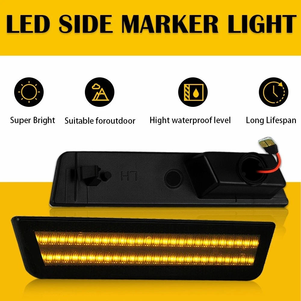 2x Smoked Lens Front Bumper LED Side Marker Light For 2008-2014 Dodge Challenger 6B93BC-57