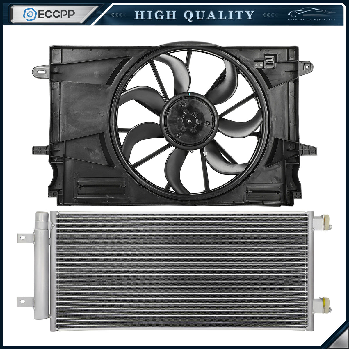 Electric AC Condenser Cooling Fan Kit For 2017 2018 2019 Chevrolet Cruze