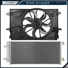 Electric AC Condenser Cooling Fan Kit For 2017 2018 2019 Chevrolet Cruze