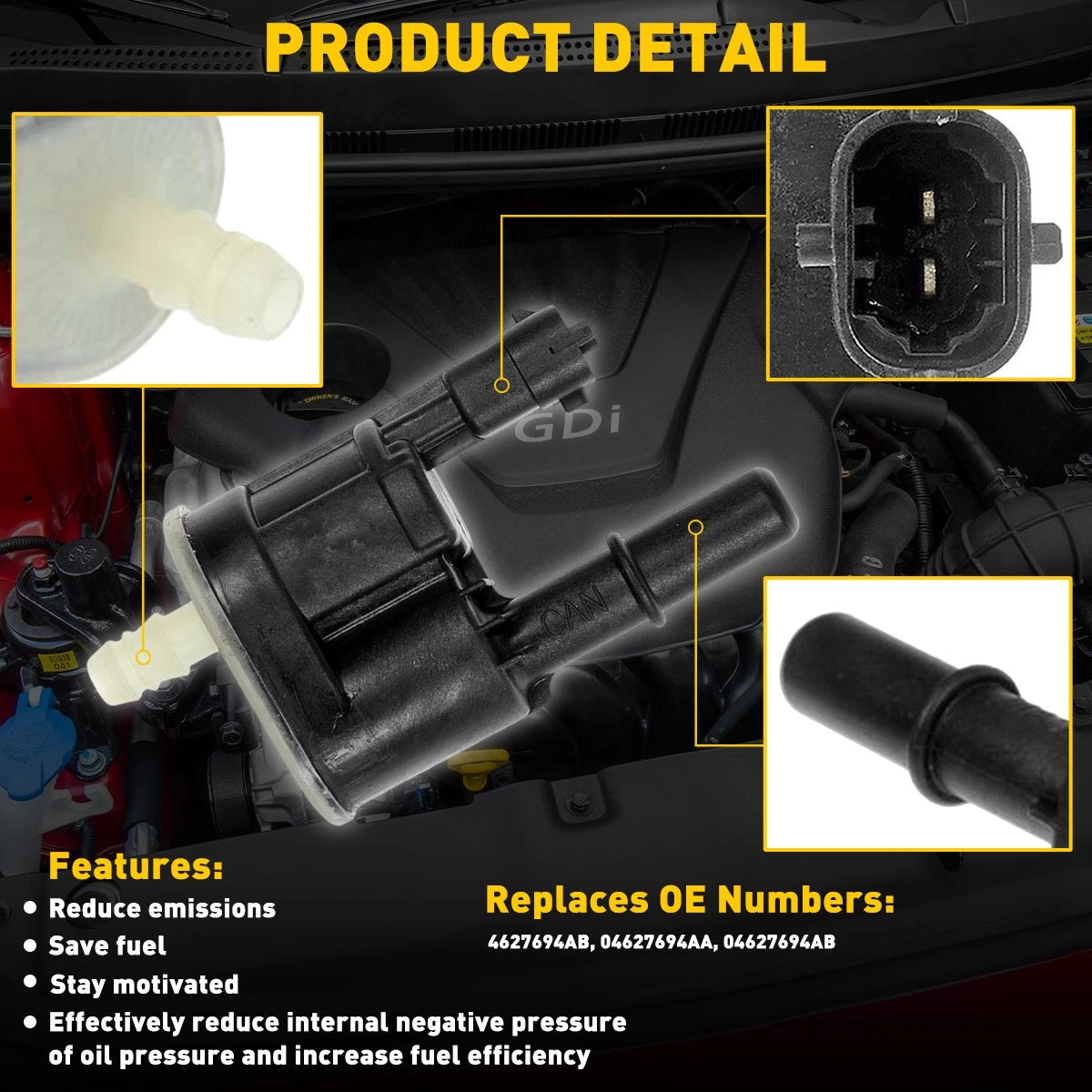 EVAP EMISSON VAPOR CANISTER PURGE SOLENOID VALVE FITS 2014-2020 DODGE DURANGO EA 6B93BC-57