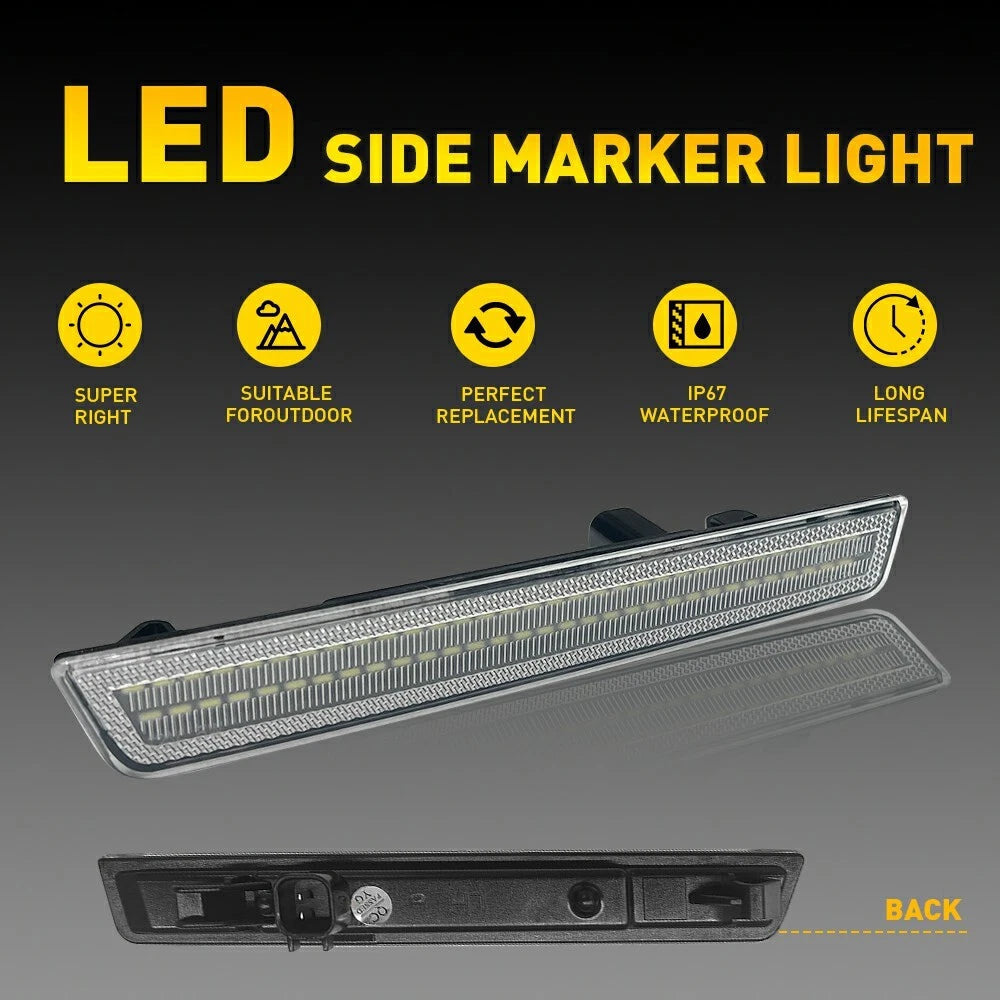 For 2015-2022 Dodge Challenger Bumper Front Side Marker Lamps Clear Lights Lens 6B93BC-57
