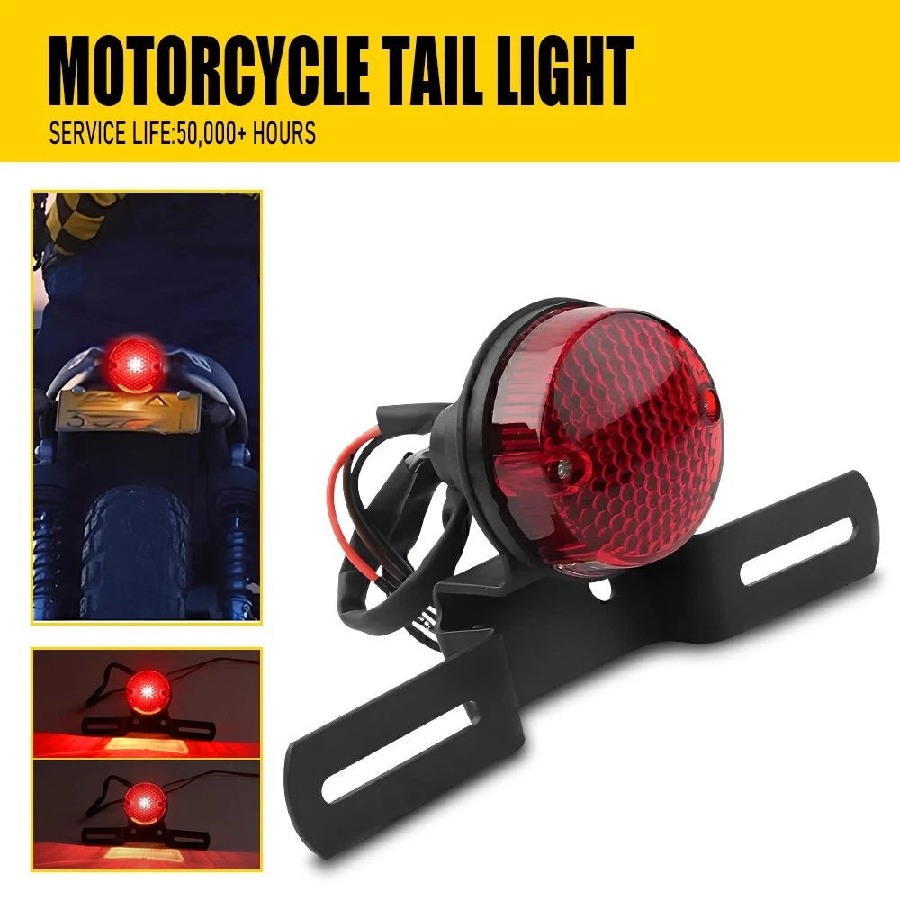 Round Brake Motorcycle LED Tail Light Red For Harley Chopper Bobber Cafe Racer 6B93BC-57