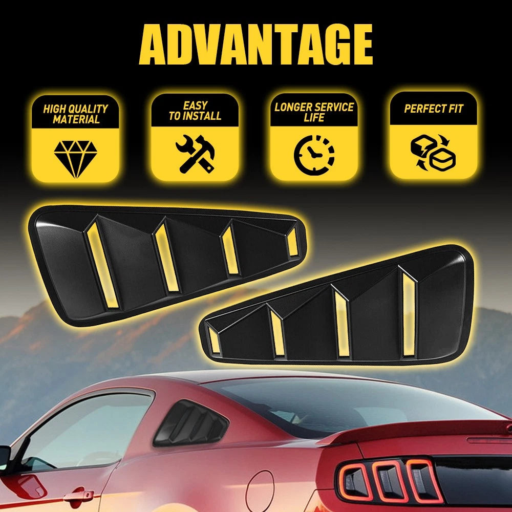 For Mustang Ford 2005-2014 2Pcs 1/4 Quarter Side Window Louvers Scoop Cover Vent 6B93BC-57