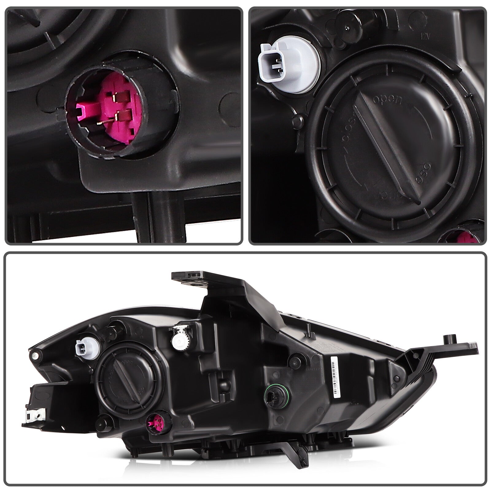 Headlights Assembly Left+Right For 2013-2016 Dodge Dart Black Housing 6B93BC-57