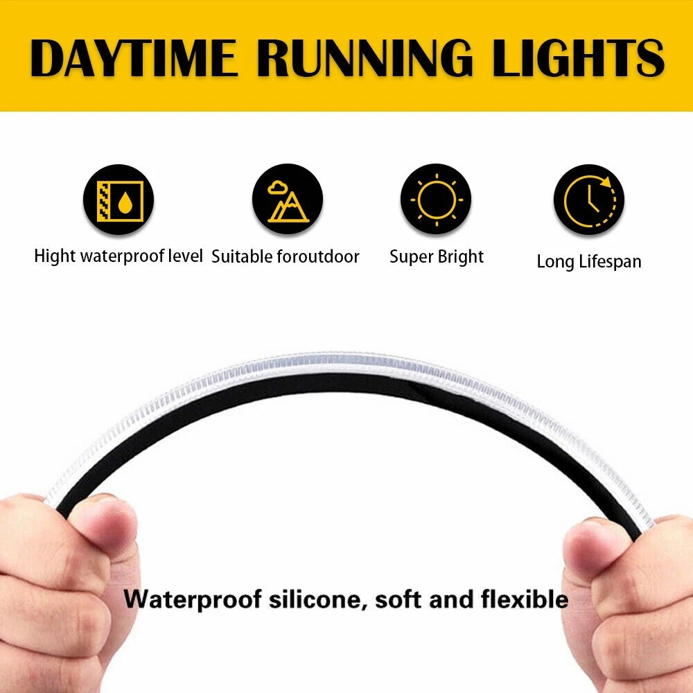 2x Sequential DRL LED Daytime Running Light Flowing Turn Signal Headlight Strip 6B93BC-57