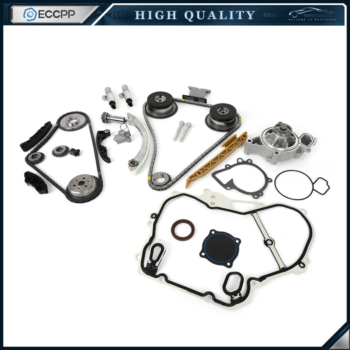 For GM Ecotec 2.2L 2.4L Timing Chain Kit VCT Selenoid Actuator Oil & Water Pump 6B93BC-57