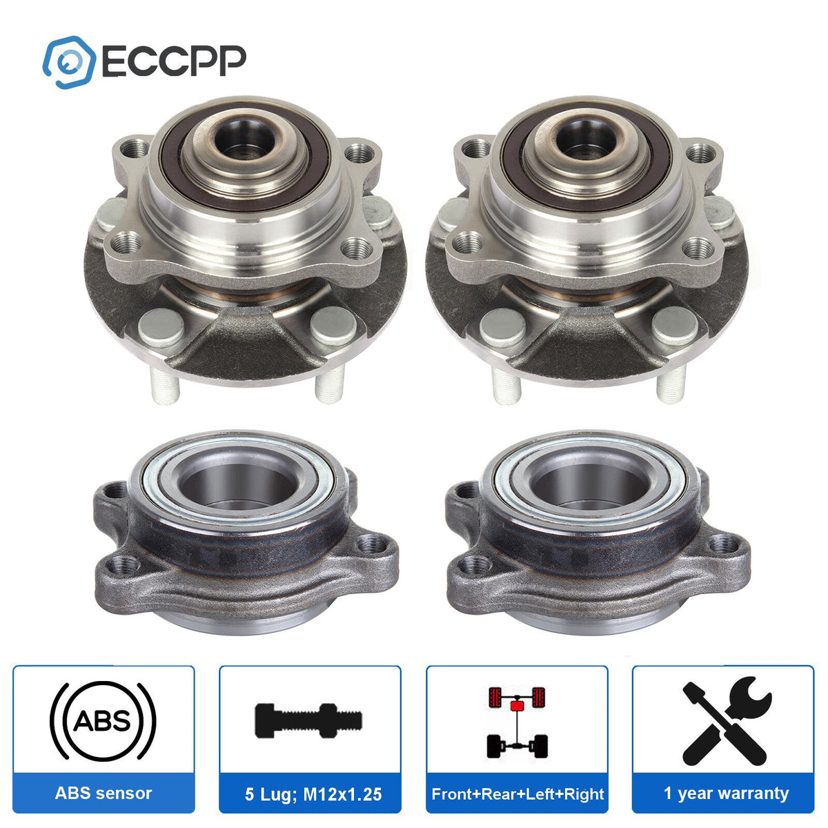 4X Wheel Hub Bearing Front Rear For Nissan 350Z 2003-2009 For Infiniti G35 RWD 6B93BC-57