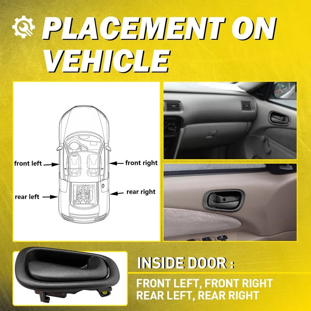 4PC Interior Door Handle For 1998-2002 Toyota Corolla/Chevrolet Prizm Black EOA 6B93BC-57
