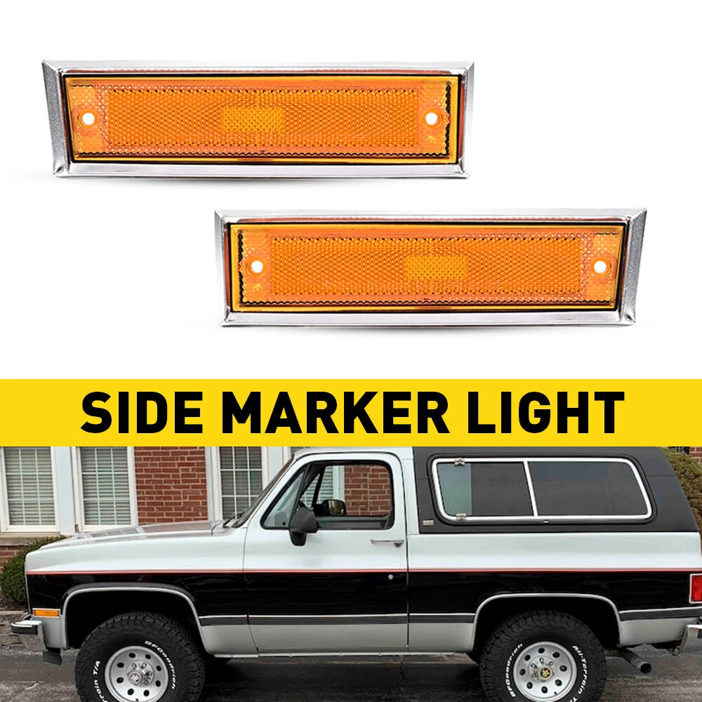 For 1981-91 Chevy GMC Amber C/K Front Bumper Side Light Marker Fender Lamp Shell 6B93BC-57