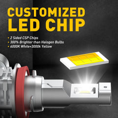 2X Dual Color H8 H11 LED Headlight Fog Light Bulbs White/Amber Driving DRL Lamp 6B93BC-57