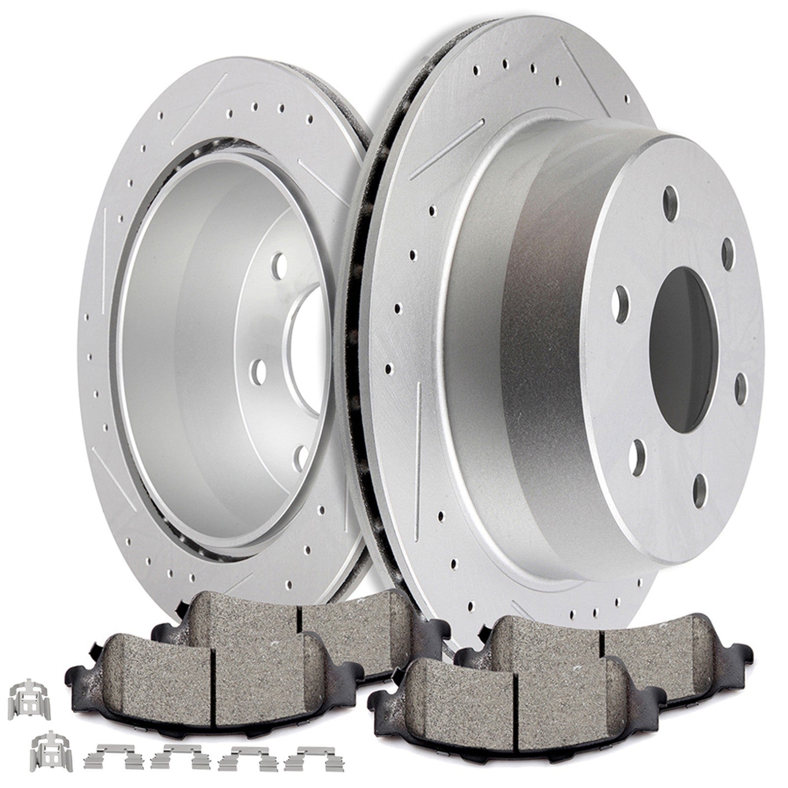 Rear Brake Rotors Ceramic Pads For Chevrolet Tahoe GMC Yukon Sierra Drilled Slot KOEEP