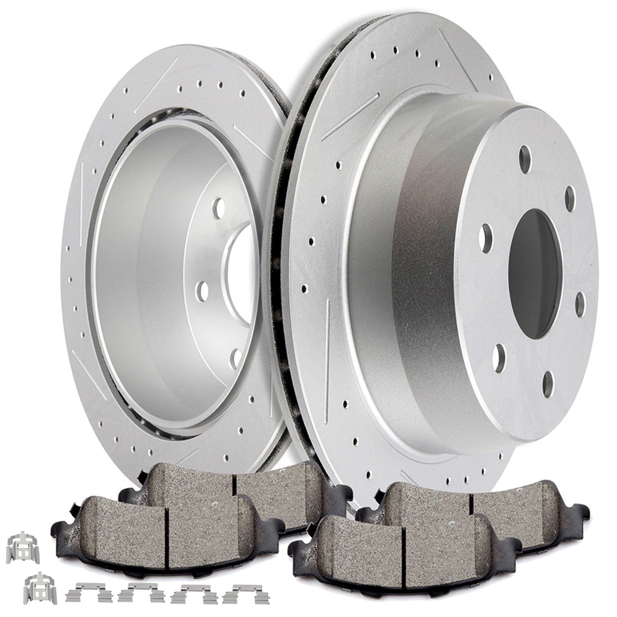 Rear Brake Rotors Ceramic Pads For Chevrolet Tahoe GMC Yukon Sierra Drilled Slot KOEEP