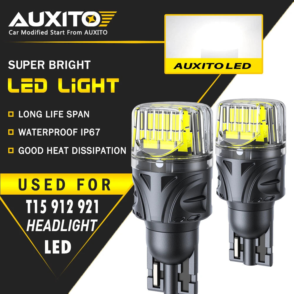 2X AUXITO 921 912 T15 LED Reverse Backup Light Bulb 6500K Super Bright BRS EOA AUXITO