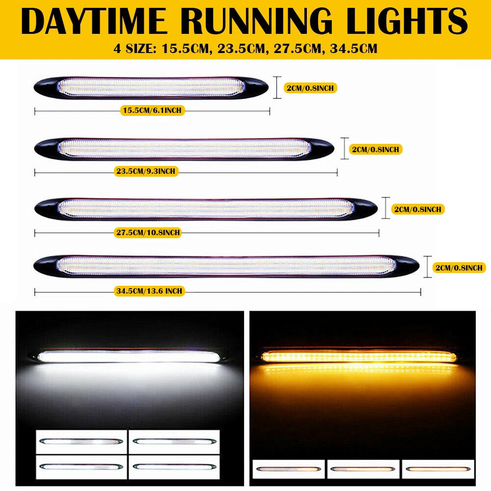 2x Sequential DRL LED Daytime Running Light Flowing Turn Signal Headlight Strip 6B93BC-57