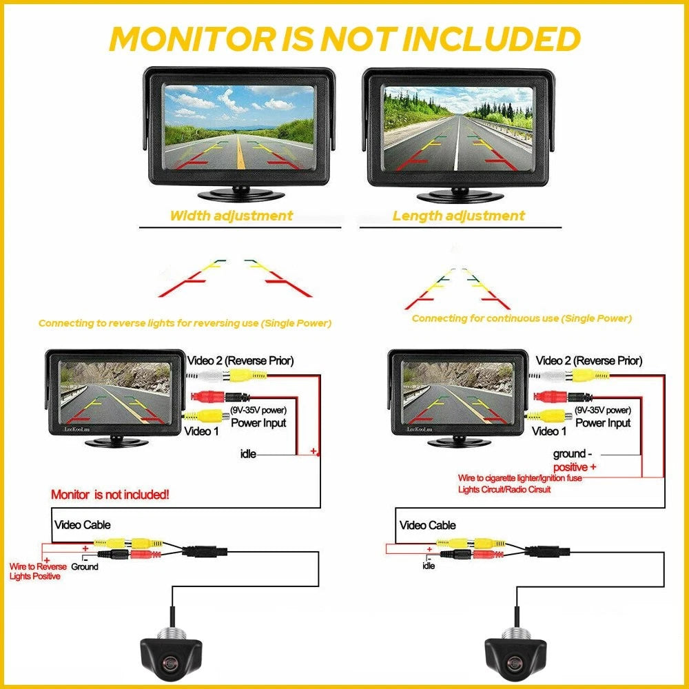 2Set Car Rear View Reverse Camera Parking Backup HD Cam Night For Vision Waterpr 6B93BC-57