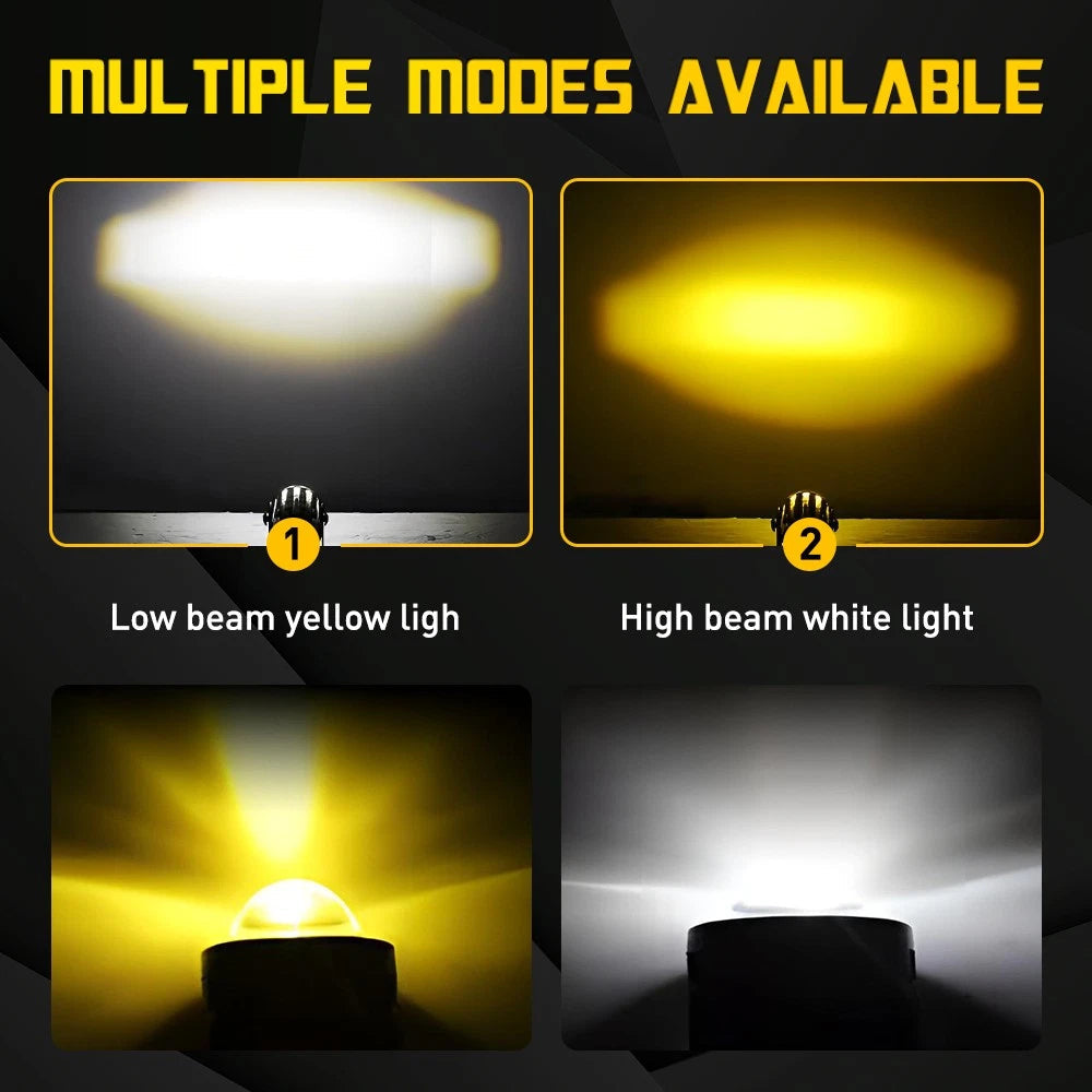 Motorcycle Auxiliary LED Light Driving Spotlights White/Amber Fog Light Truck EA 6B93BC-57