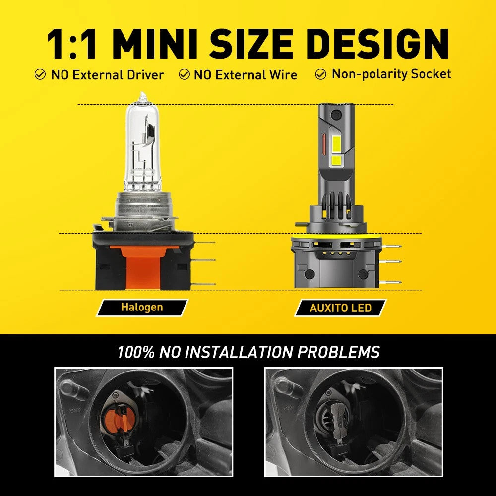AUXITO H15 LED Headlight Headlamp Bulb Canbus Error Free High Beam DRL GF US EOA AUXITO