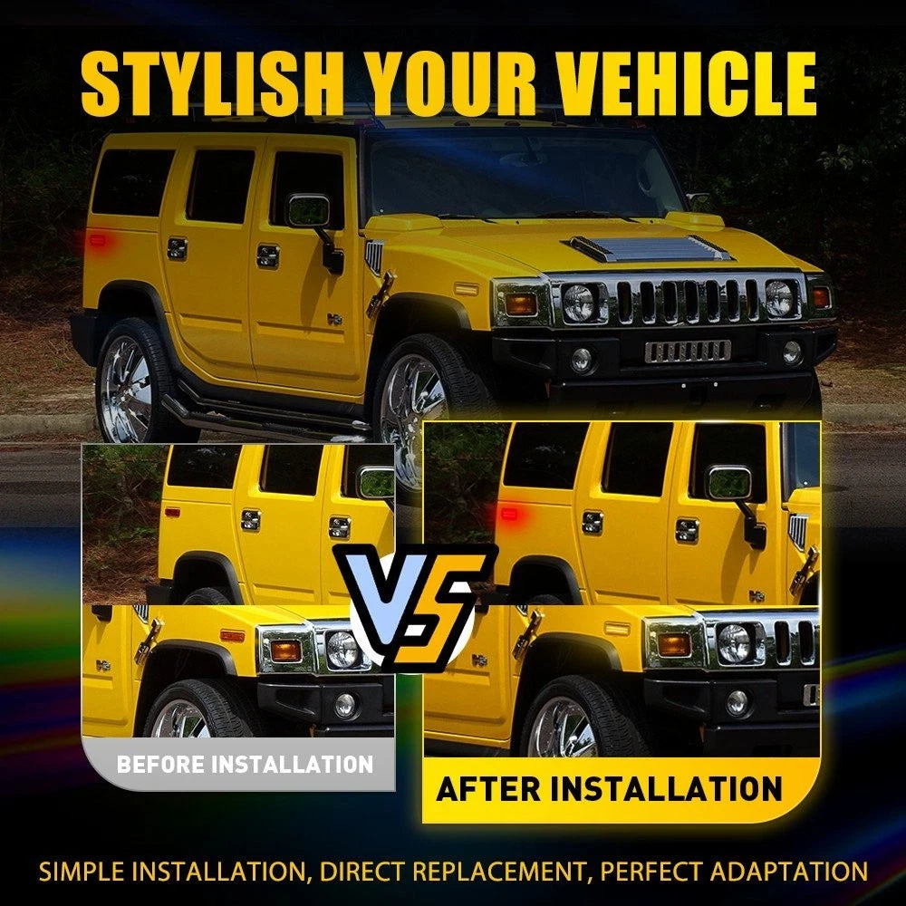For 2003-2009 Hummer H2 Amber Red Front Rear LED Side Marker Light Sealed 4PCS A 6B93BC-57