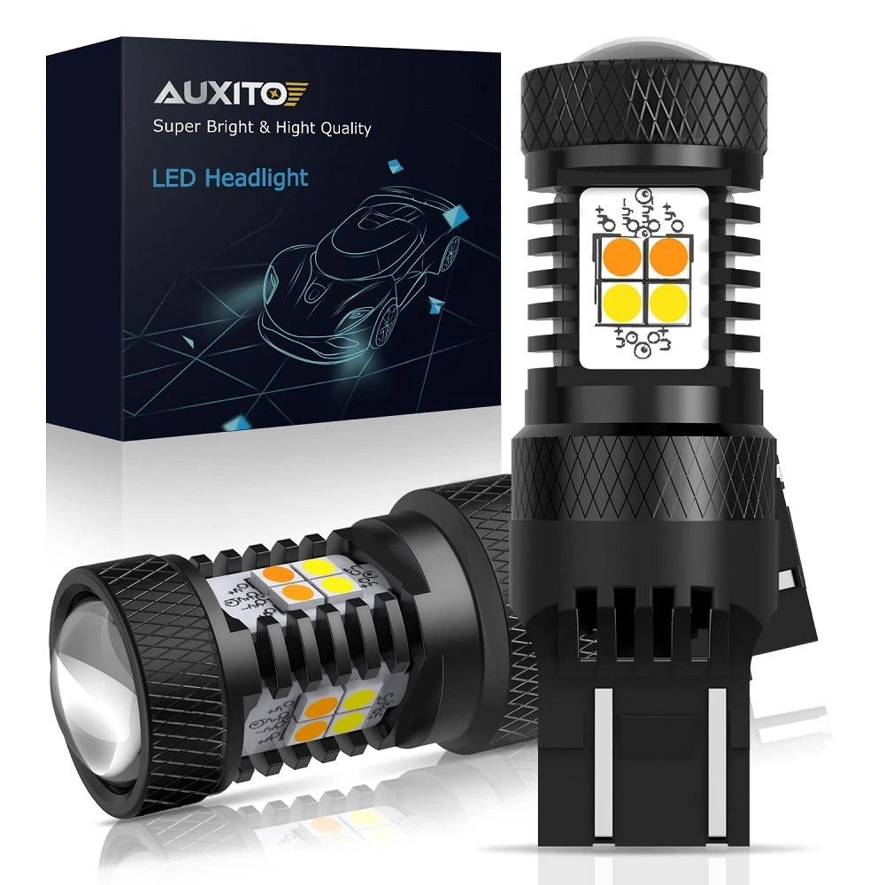 LED Turn Signal Parking Lights 7443 Switchback Amber White Anti Hyper Flash EOA 6B93BC-57