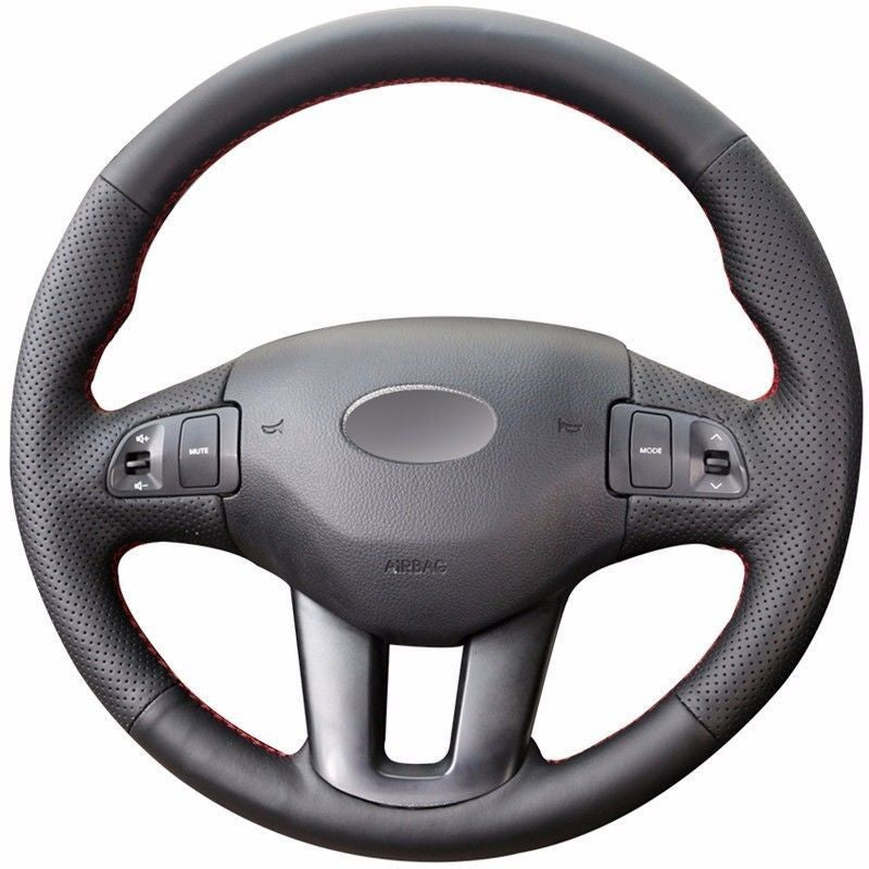 Top Leather Steering Wheel Hand-stitch on Wrap Cover For Kia Sportage 3 Ceed