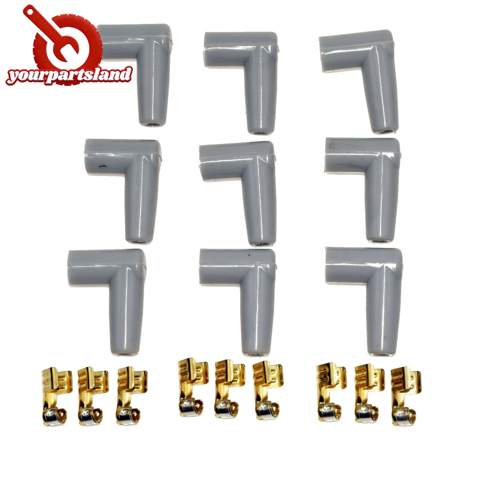 90 degree Spark Plug Wire Male Rubber Boots Terminals Ends Connector Set Grey 6B93BC-57