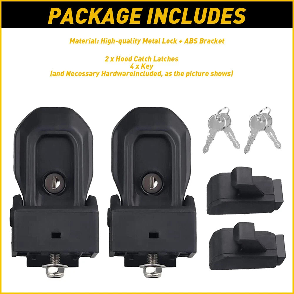 Hood Lock Latches Kit for Catch Jeep Wrangler JL Gladiator JT 2018-2024 With Key 6B93BC-57