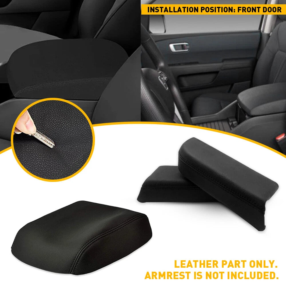 For Honda Pilot 09-15 Black Front Door Armrest Center Console Leather Cover EOA 6B93BC-57