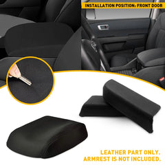 For Honda Pilot 09-15 Black Front Door Armrest Center Console Leather Cover EOA 6B93BC-57