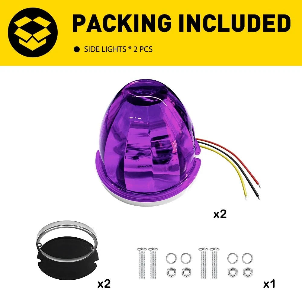 2x Purple LED Watermelon Marker Light Chrome Housings Waterproof Sealed 12-24V A 6B93BC-57