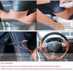 Top Leather Steering Wheel Hand-stitch on Wrap Cover For BMW F22 M4 M5 M6 X5