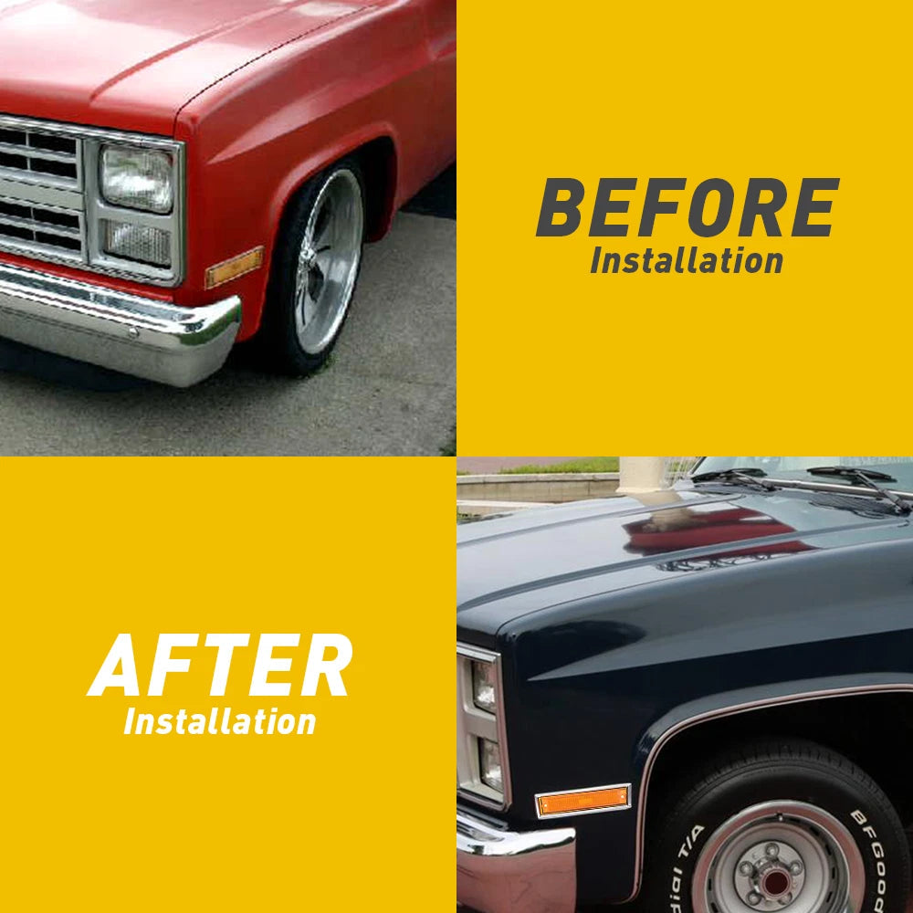 For 1981-91 Chevy GMC Amber C/K Front Bumper Side Light Marker Fender Lamp Shell 6B93BC-57