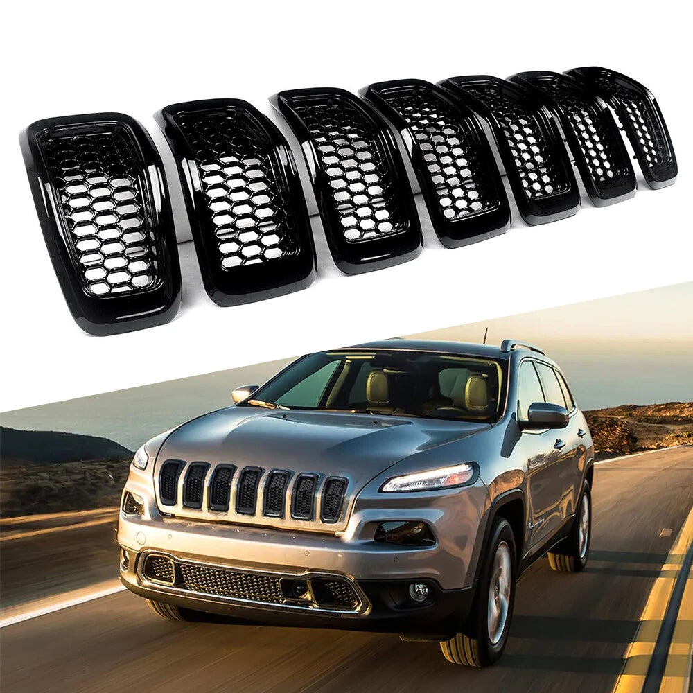 Fits 2014-2018 Jeep Cherokee Front Grille Trim Black Insert Hood Honeycomb Mesh 6B93BC-57