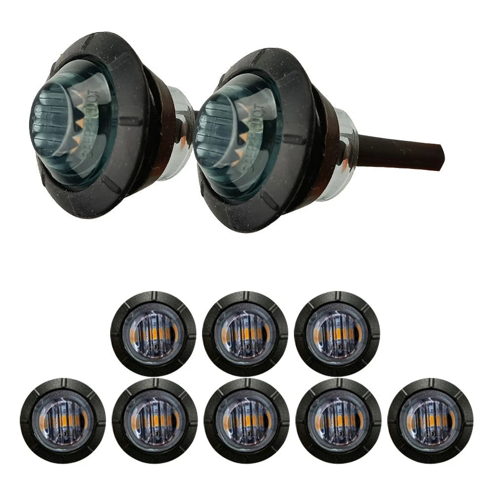10X 3/4" Marker Lights LED Truck Trailer Round Side Bullet Light Amber Smoke EOA 6B93BC-57