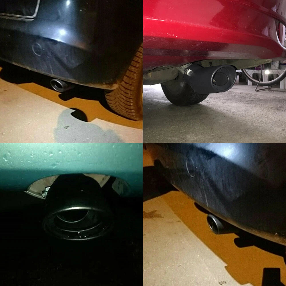 Bend Exhaust Muffler Tail Pipe Tip Tail Throat Black Stainless Steel Universal A 6B93BC-57