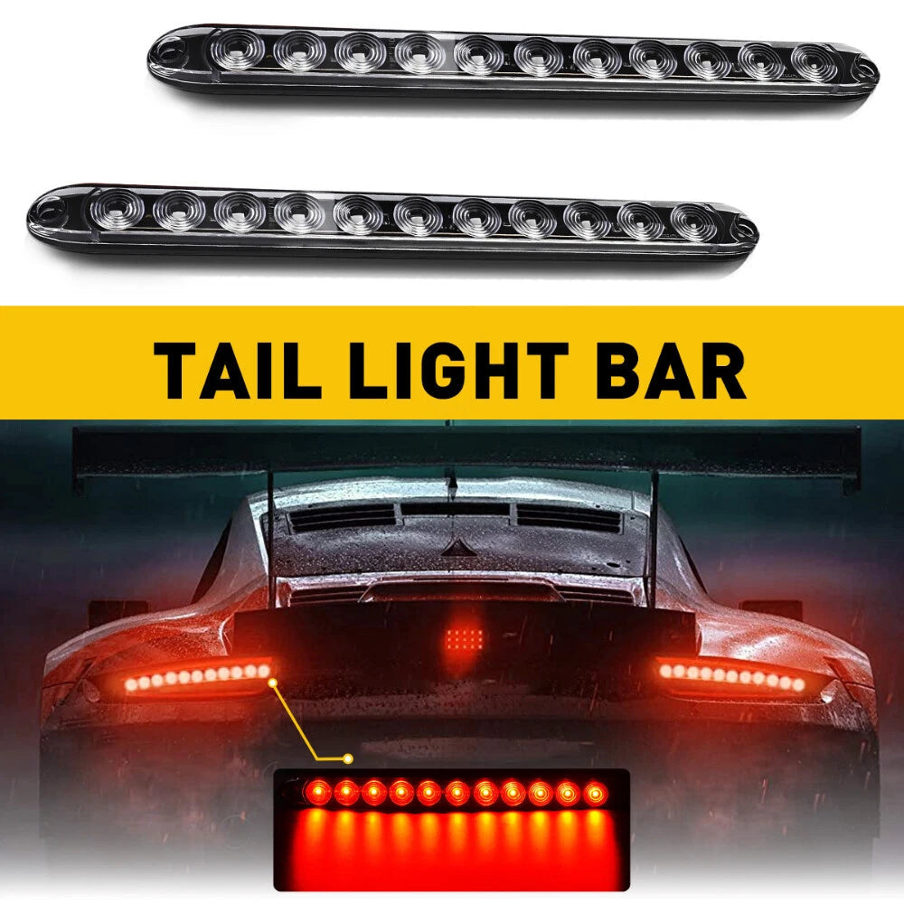 2PCS RED 15INCH LED LIGHT BAR TRAILER TRUCK STOP TURN TAIL REAR BRAKE CLEAR LENS 6B93BC-57