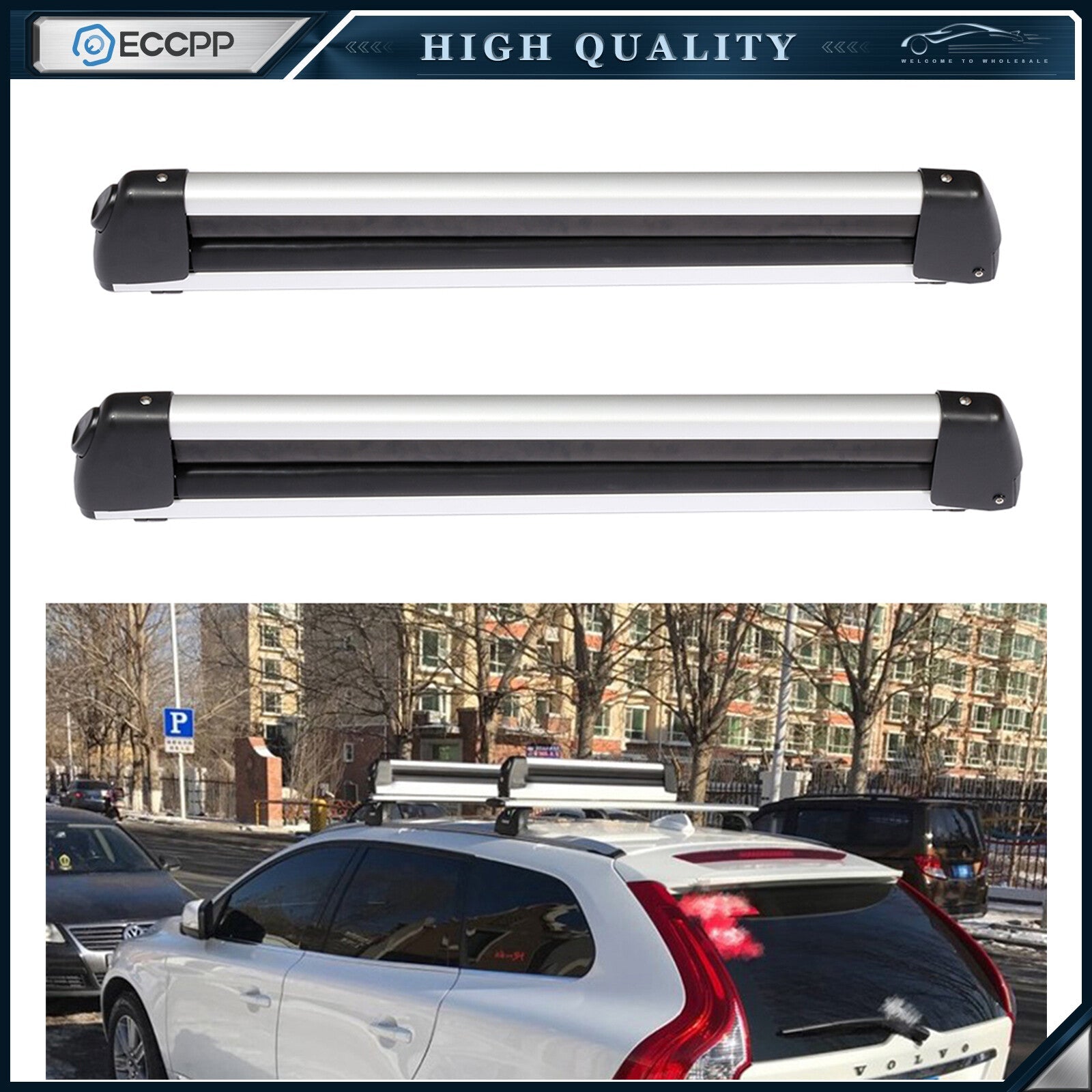 Top Roof Rack Ski Carriers Mount For Universal 2 Snowboard or 4 Skis 6B93BC-57