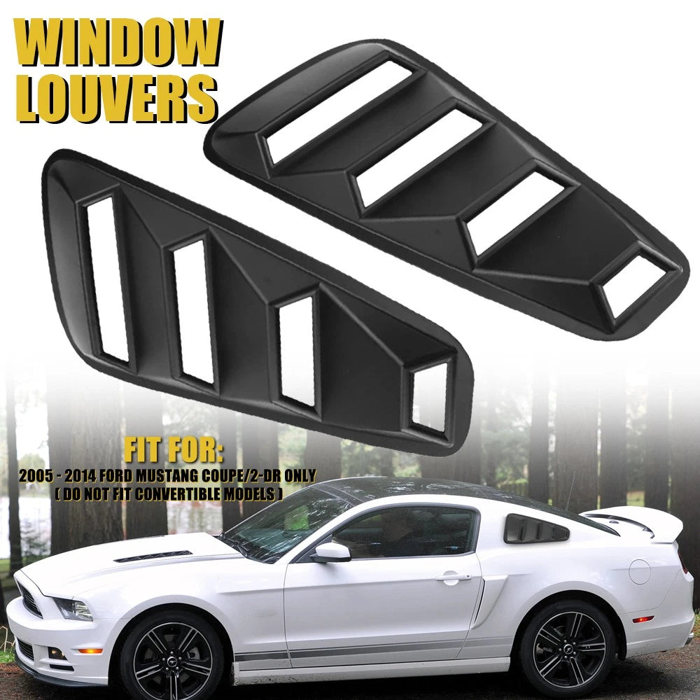 For Mustang Ford 2005-2014 2Pcs 1/4 Quarter Side Window Louvers Scoop Cover Vent 6B93BC-57